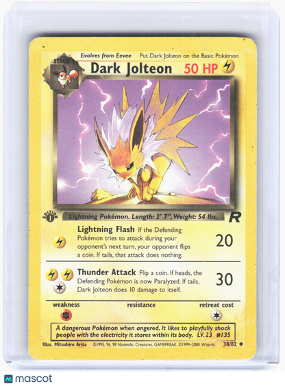 2000 Pokemon—Dark Jolteon #38 Team Rocket—Uncommon Non Holo [DMG] (1st Edition)