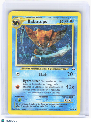 2001 Pokemon—Kabutops #6 Neo Discovery—Rare Holo [Damage]