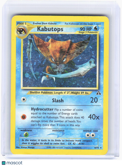 2001 Pokemon—Kabutops #6 Neo Discovery—Rare Holo [Damage]