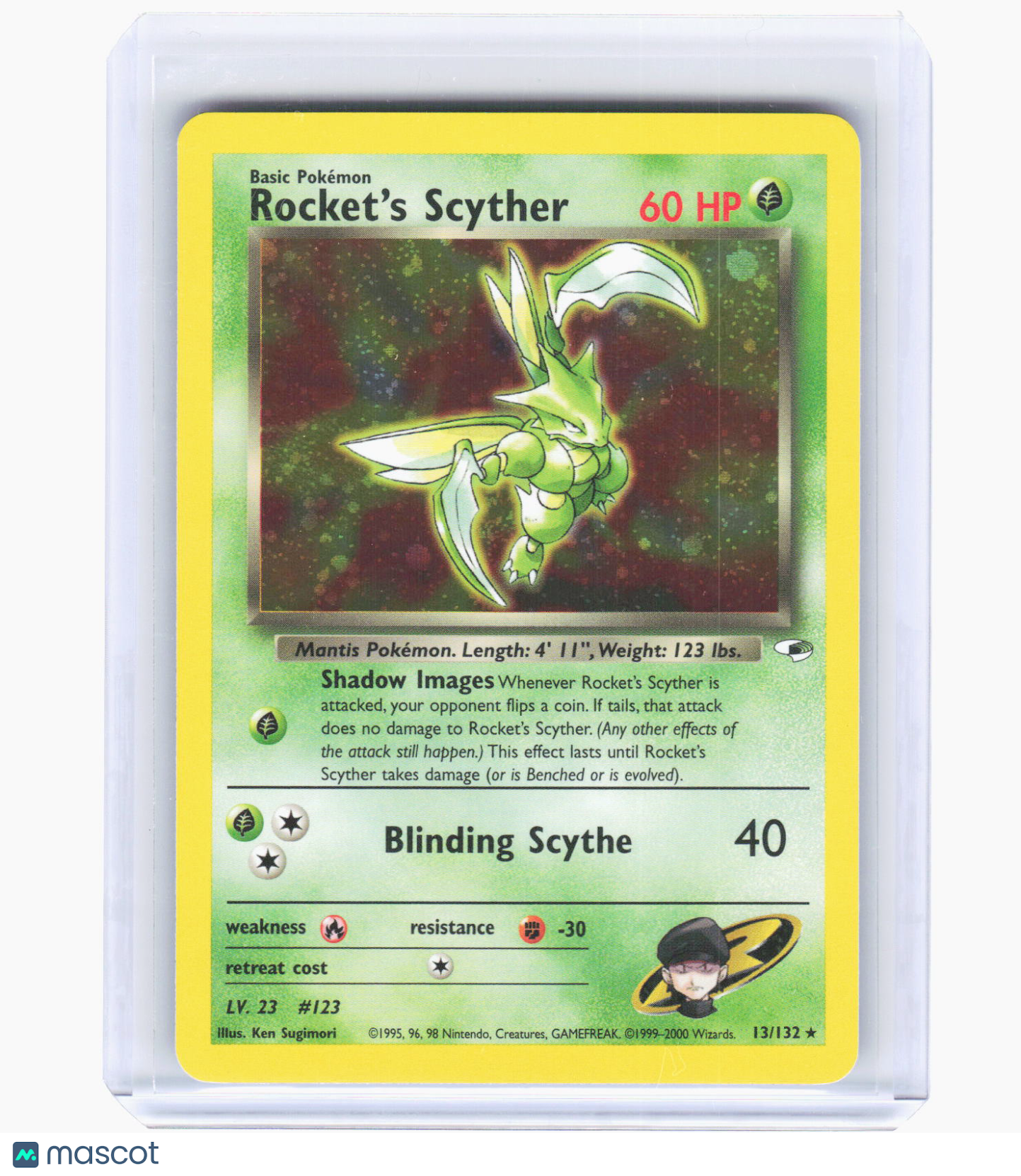2000 Pokemon—Rocket's Scyther #13 Gym Heroes—Rare Holo