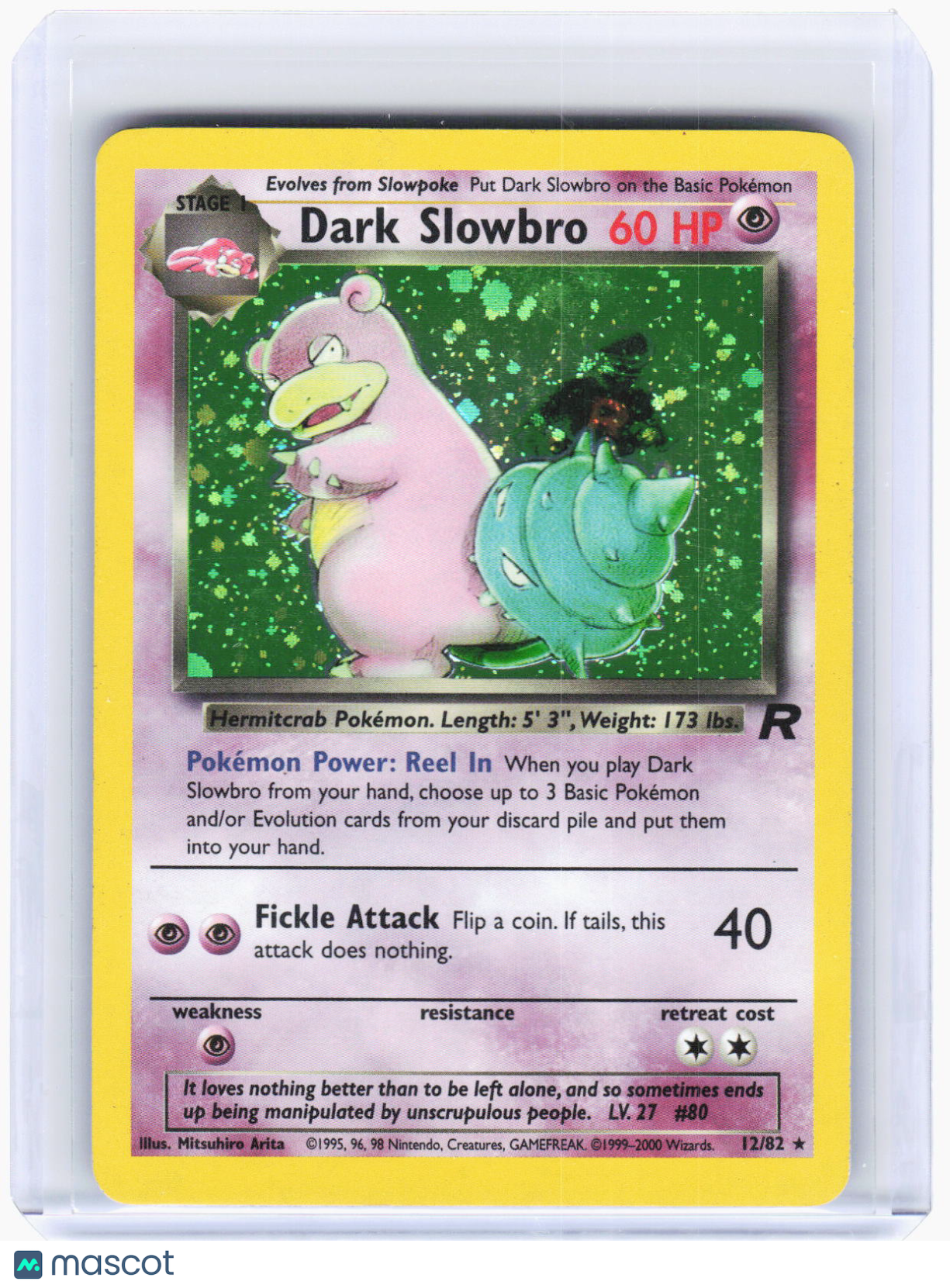 2000 Pokemon—Dark Slowbro #12 Team Rocket—Rare Holo [Heavily Played]