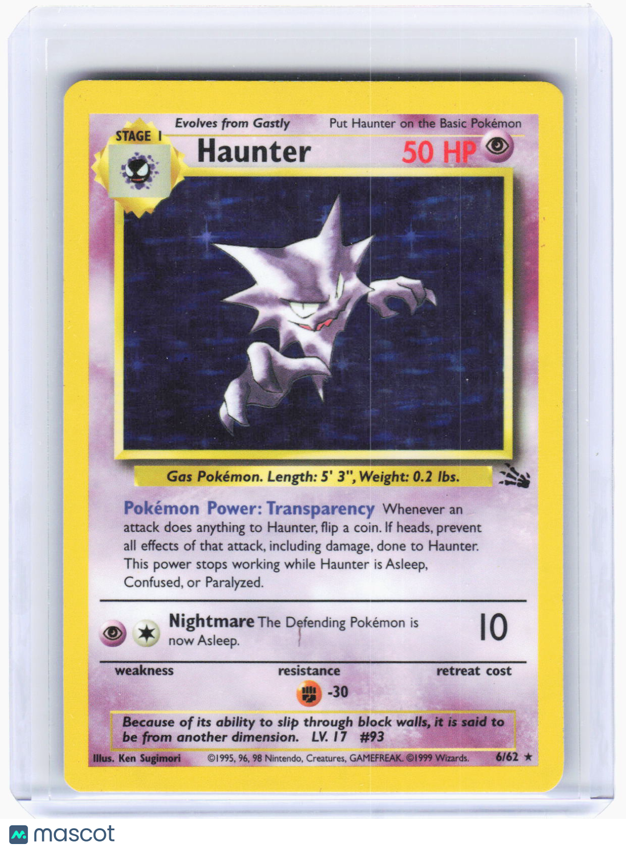 1999 Pokemon—Haunter #6 Fossil—Rare Holo [Moderately Played]