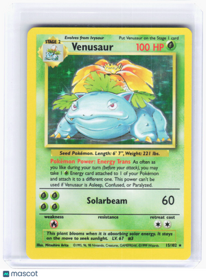 1999 Pokemon—Venusaur #15 Base Set—Rare Holo [Heavily Played]