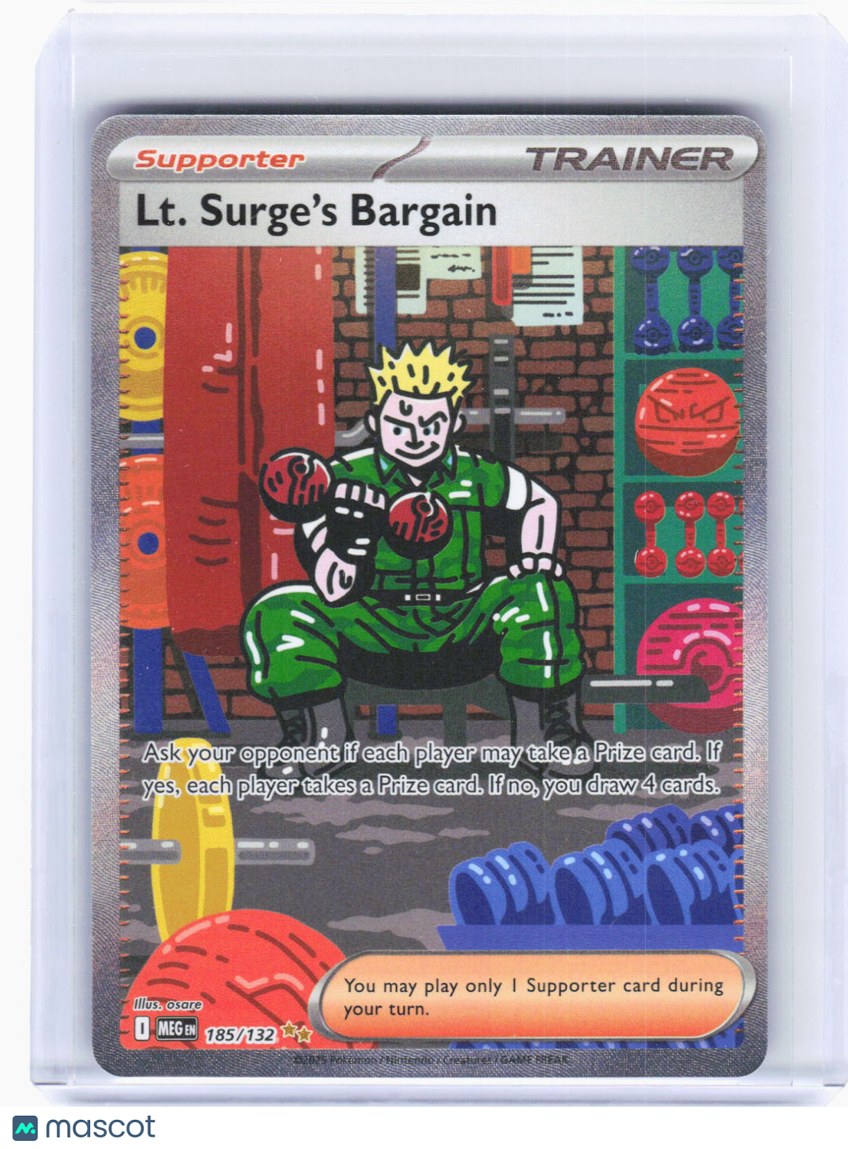 2025 Pokemon—LT. Surge's Bargain #185 Mega Evolution—SIR Holo