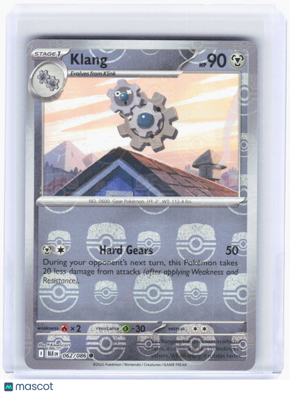 2025 Pokemon—Klang #62 Black Bolt—Common Reverse Holo (Masterball)