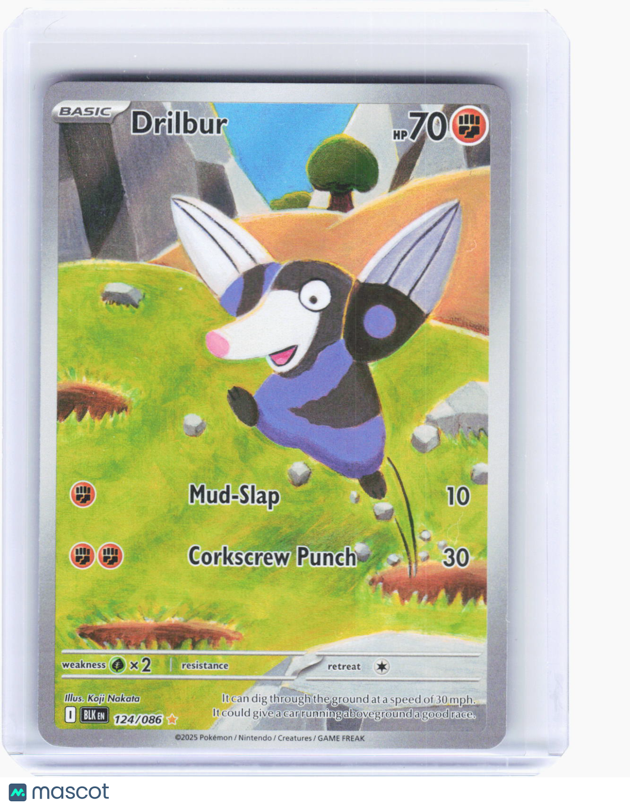 2025 Pokemon—Drilbur #124 Black Bolt—Illustration Rare Holo