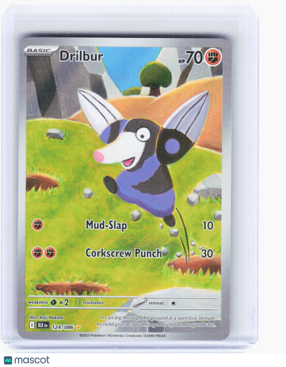 2025 Pokemon—Drilbur #124 Black Bolt—Illustration Rare Holo