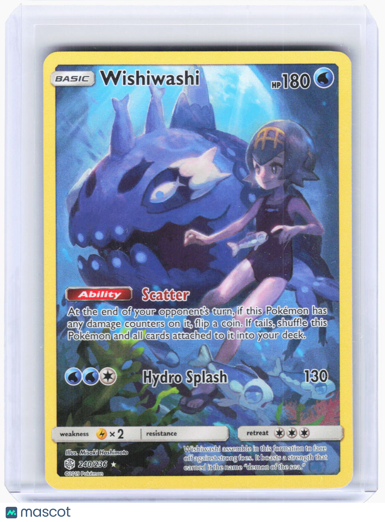 2019 Pokemon—Wishiwashi #240 Cosmic Eclipse—Secret Rare Holo