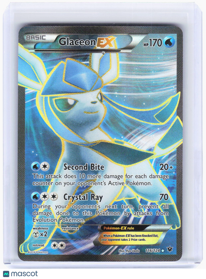 2016 Pokemon—Glaceon EX #116 Fates Collide—Ultra Rare Holo [Damage]
