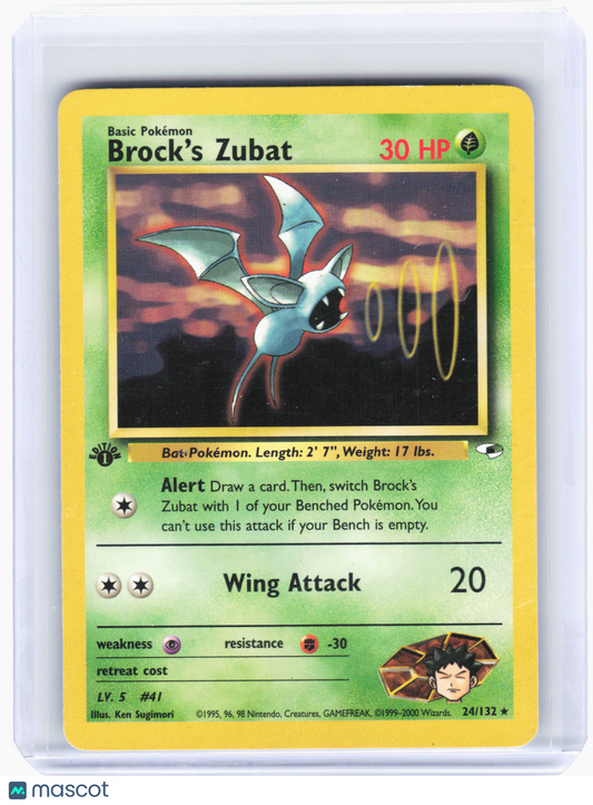 2000 Pokemon—Brock's Zubat #24 Gym Heroes—Rare Nonholo [Damaged] (1st Edition)