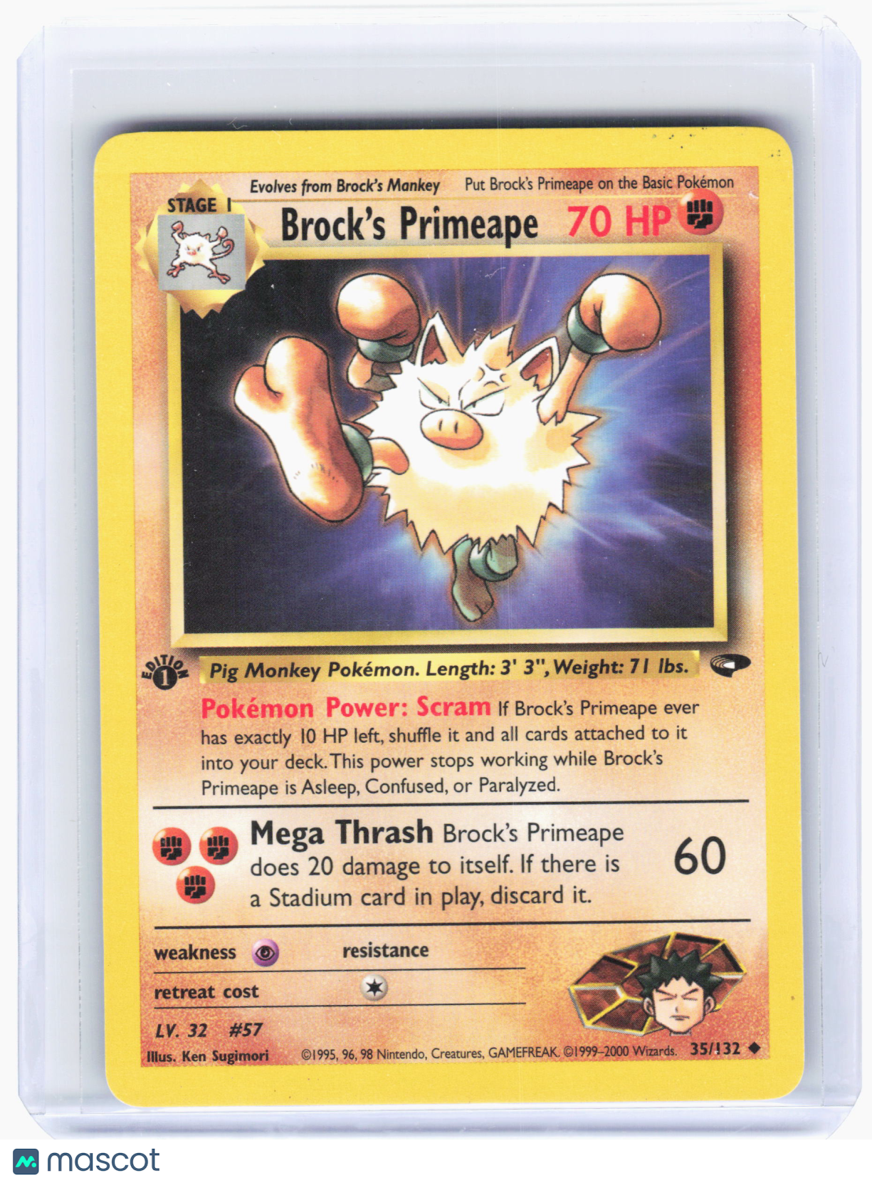 2000 Pokemon—Brock's Primeape #35 Gym Challenge—Uncommon Nonholo (1st ED) [LP]