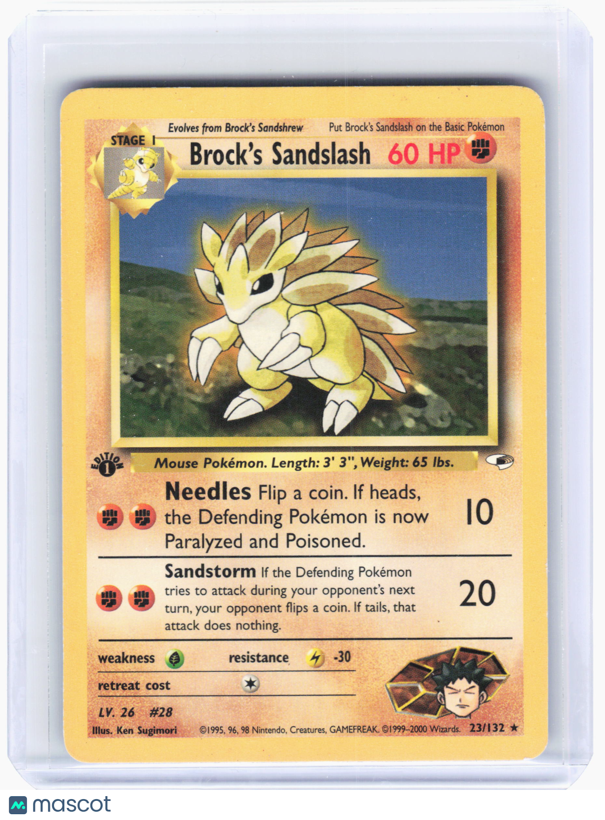 2000 Pokemon—Brock's Sandslash #23 Gym Heroes—Rare Nonholo (1st Edition) [LP]