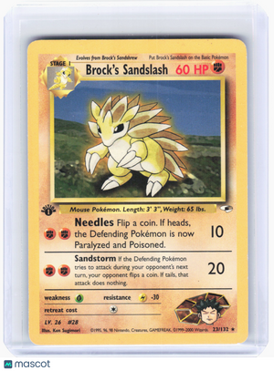 2000 Pokemon—Brock's Sandslash #23 Gym Heroes—Rare Nonholo (1st Edition) [LP]