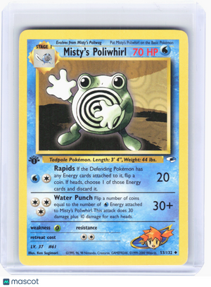 2000 Pokemon—Misty's Poliwhirl #53 Gym Heroes—Uncommon Nonholo (1st ED) [LP]