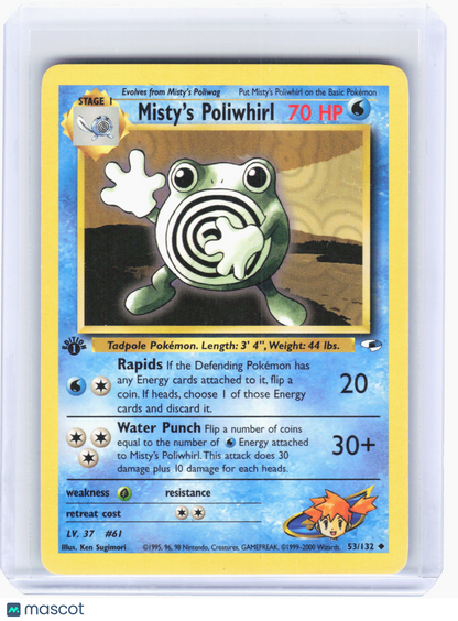 2000 Pokemon—Misty's Poliwhirl #53 Gym Heroes—Uncommon Nonholo (1st ED) [LP]