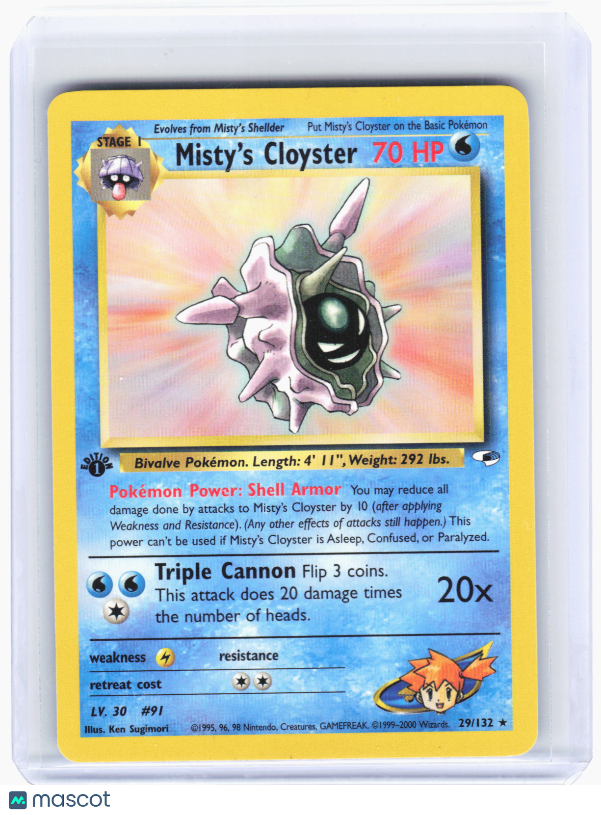 2000 Pokemon—Misty's Cloyster #29 Gym Heroes—Rare Nonholo (1st Edition)