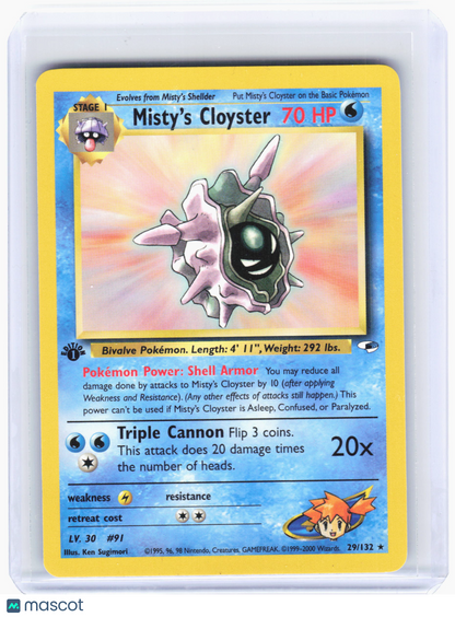 2000 Pokemon—Misty's Cloyster #29 Gym Heroes—Rare Nonholo (1st Edition)