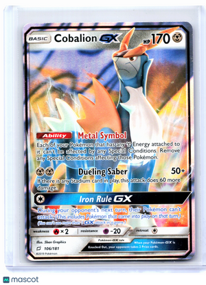 2019 Pokemon—Cobalion GX #106/181 Team Up—Ultra Rare Holo