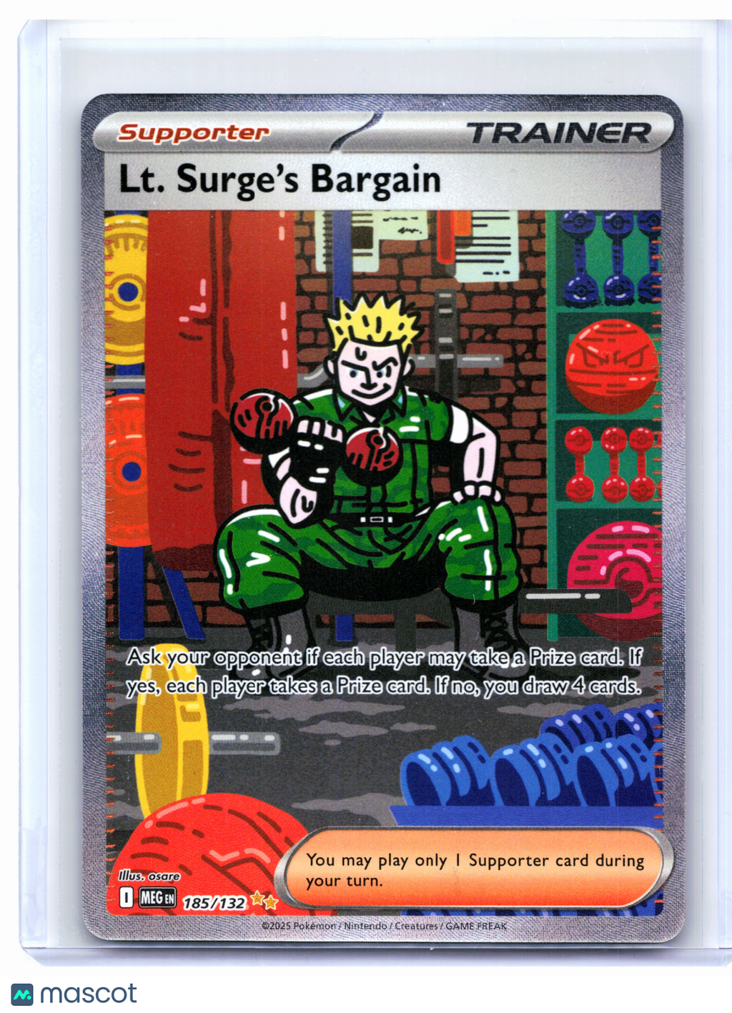 2025 Pokemon—Lt. Surge's Bargain #185/132 Mega Evolution Base Set—SIR Holo