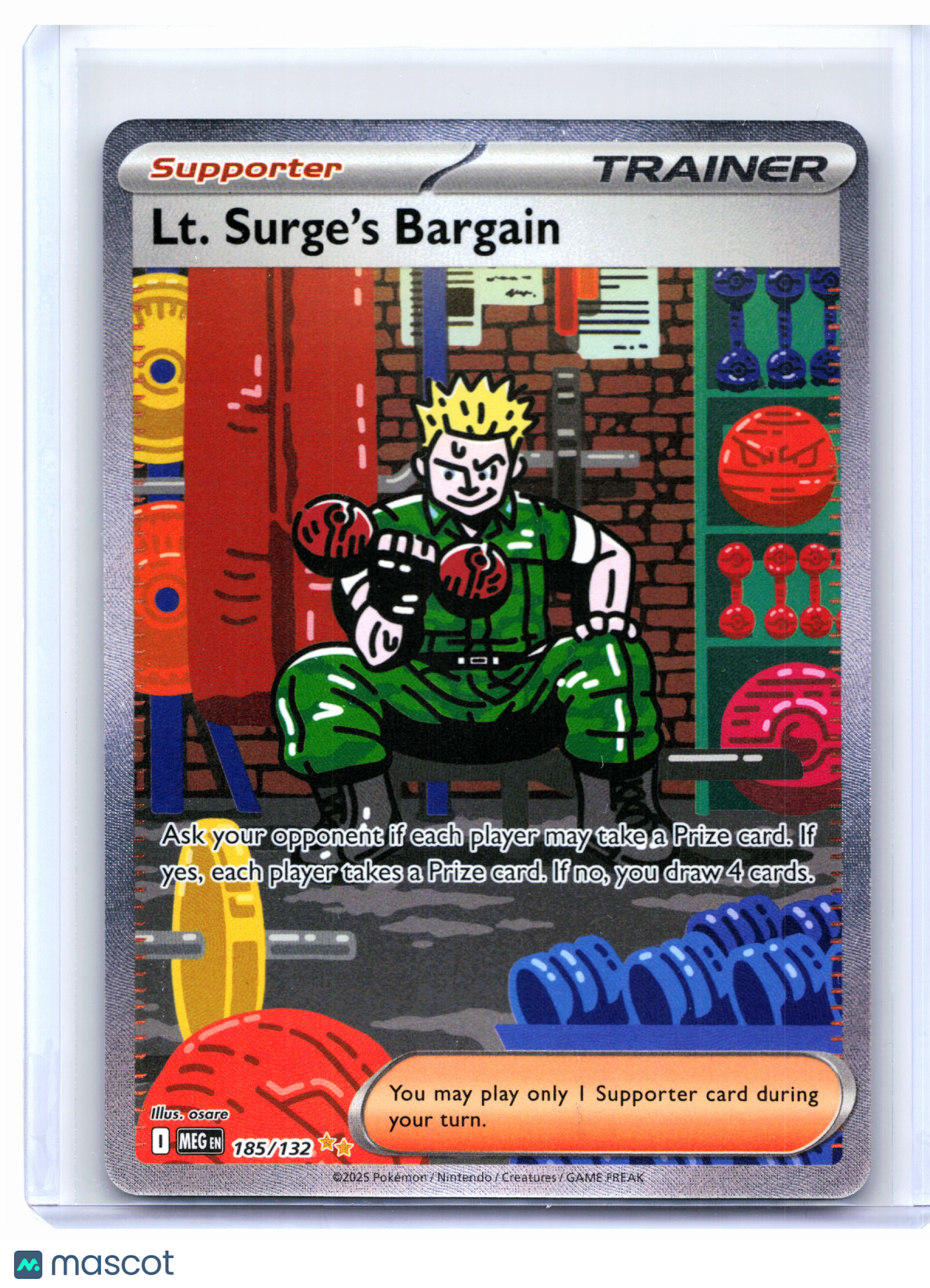 2025 Pokemon—Lt. Surge's Bargain #185/132 Mega Evolution Base Set—SIR Holo