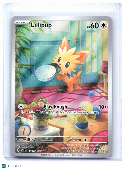 2025 Pokemon—Lillipup #154/086 White Flare—Illustration Rare Holo