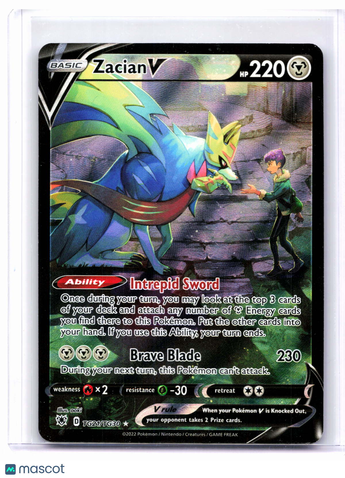 2022 Pokemon—Zacian V #TG21/TG30 Astral Radiance Trainer Gallery—Ultra Rare Holo