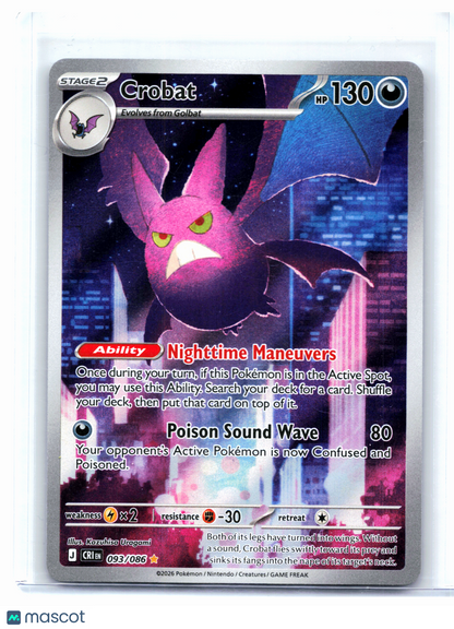 2026 Pokemon—Crobat #093/086 Chaos Rising—Illustration Rare Holo