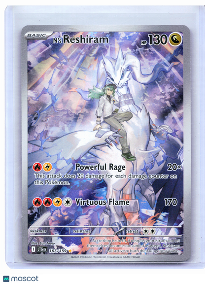 2025 Pokemon—N's Reshiram #167/159 Journey Together—Illustration Rare Holo