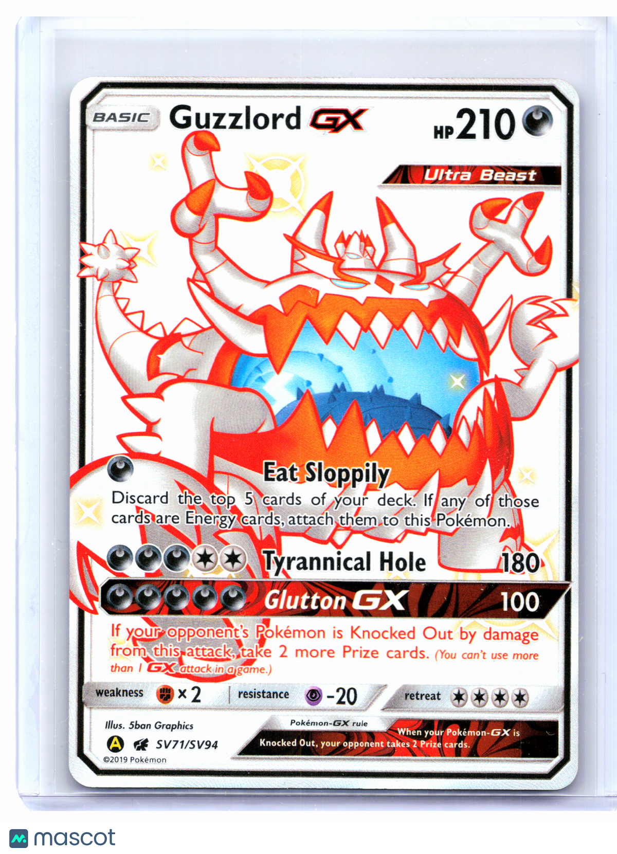 2019 Pokemon—Guzzlord GX #SV71/SV94 Hidden Fates: Shiny Vault—Shiny Holo Rare