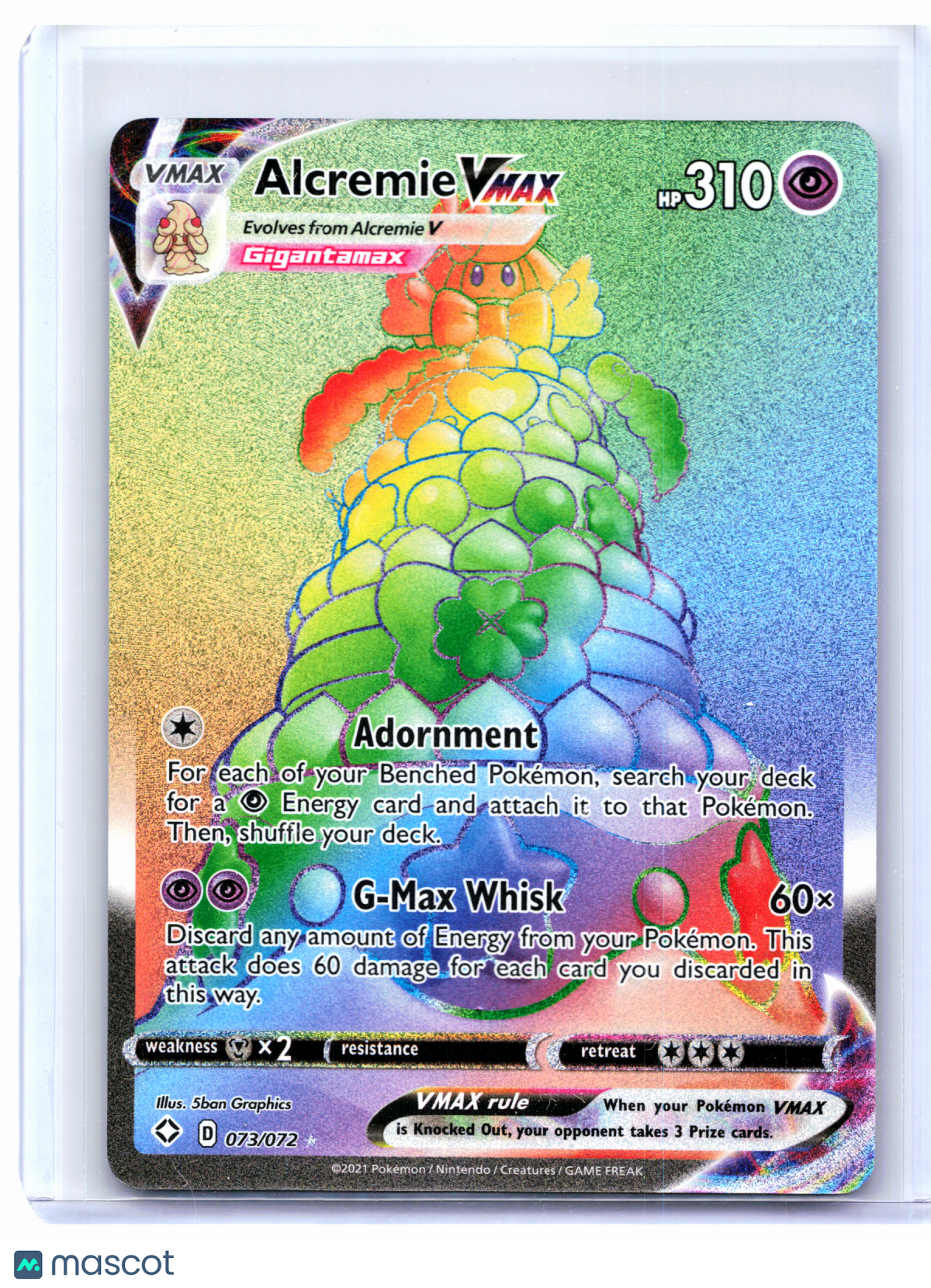 2021 Pokemon—Alcremie VMAX (Secret) #073/072 Shining Fates—Secret Rare Rainbow