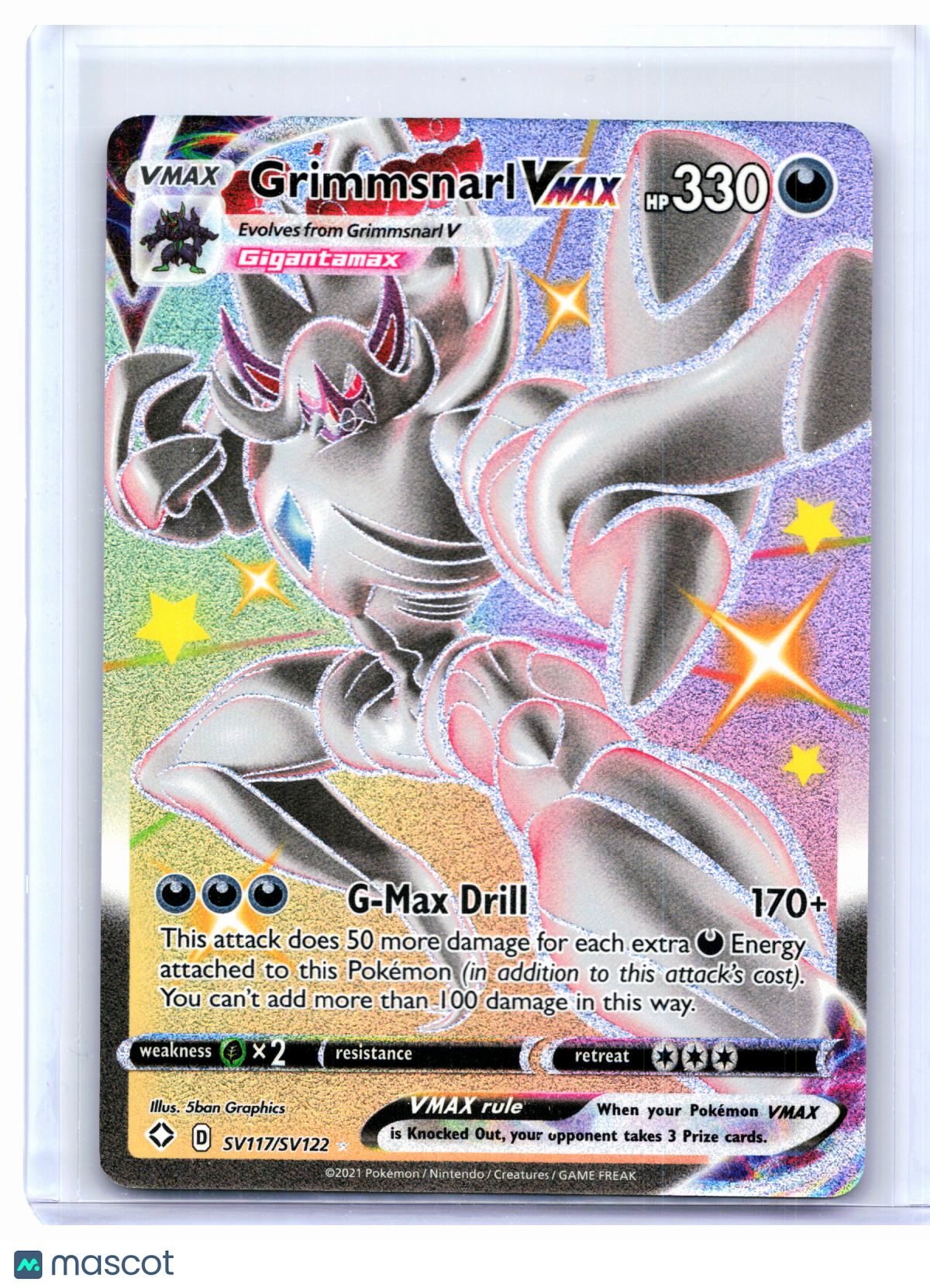 2021 Pokemon—Grimmsnarl VMAX #SV117 Shining Fates: Shiny Vault—Shiny Holo Rare