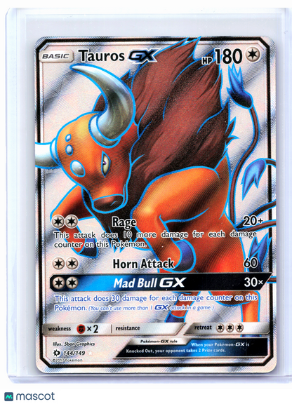 2017 Pokemon—Tauros GX (Full Art) #144/149 Sun & Moon Base Set—Ultra Rare Holo