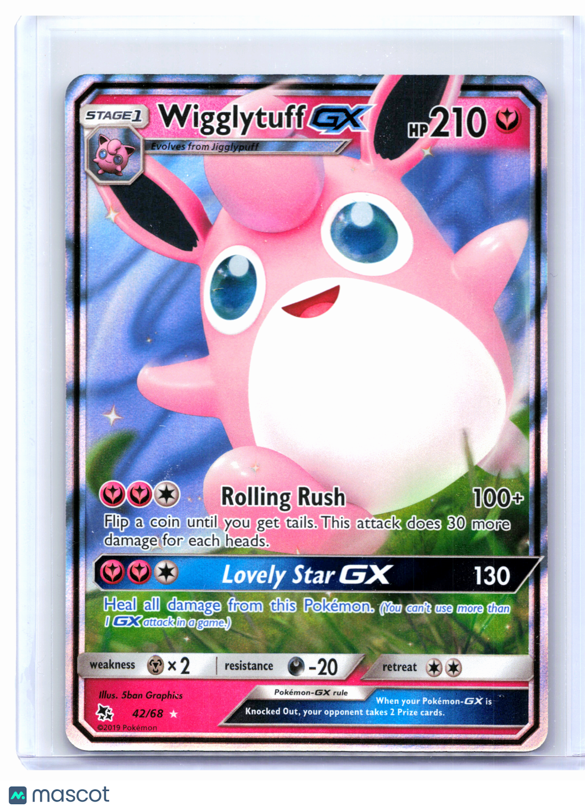2019 Pokemon—Wigglytuff GX #42/68 Hidden Fates—Ultra Rare Holo