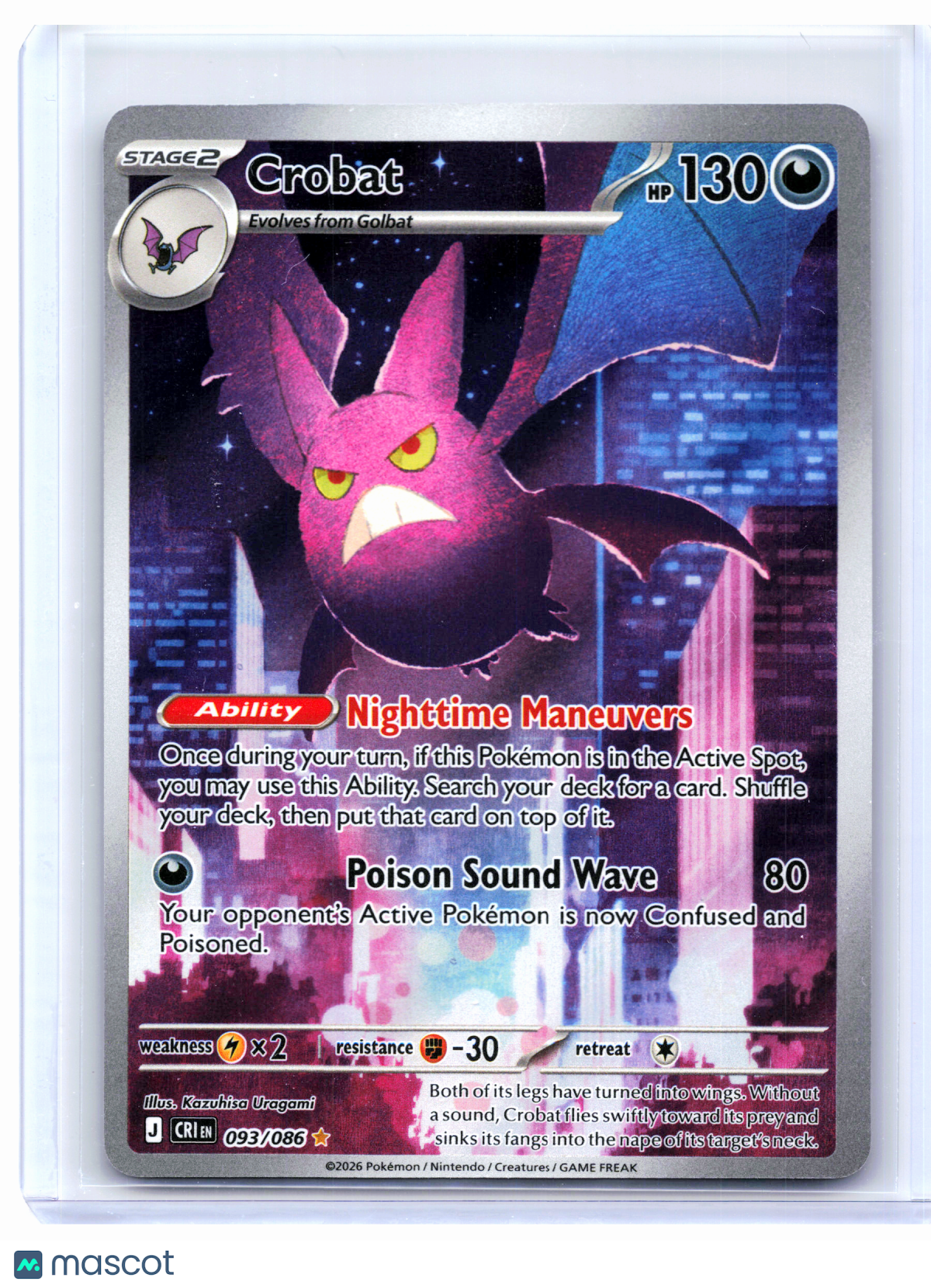 2026 Pokemon—Crobat #093/086 Chaos Rising—Illustration Rare Holo