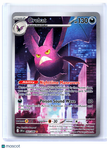 2026 Pokemon—Crobat #093/086 Chaos Rising—Illustration Rare Holo