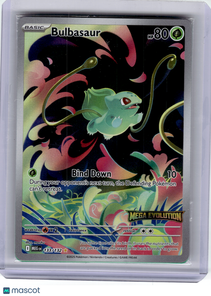 2025 Pokemon—Bulbasaur (Mega Evolution Stamped) #133/132 MCAP—IR Holo [Sealed]