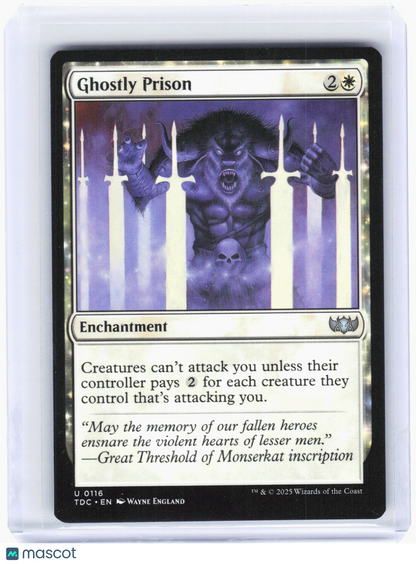 2025 Magic: The Gathering—Ghostly Prison #116 (TDC)—Uncommon Non-Foil