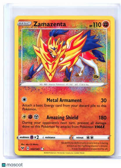 2020 Pokemon—Zamazenta #102/185 Vivid Voltage—Amazing Rare Holo