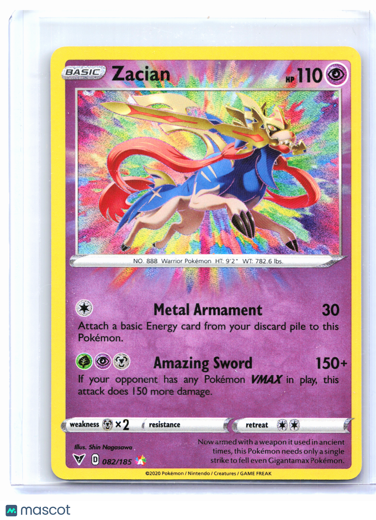 2020 Pokemon—Zacian #082/185 Vivid Voltage—Amazing Rare Holo