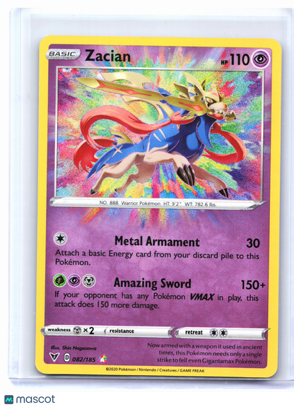 2020 Pokemon—Zacian #082/185 Vivid Voltage—Amazing Rare Holo