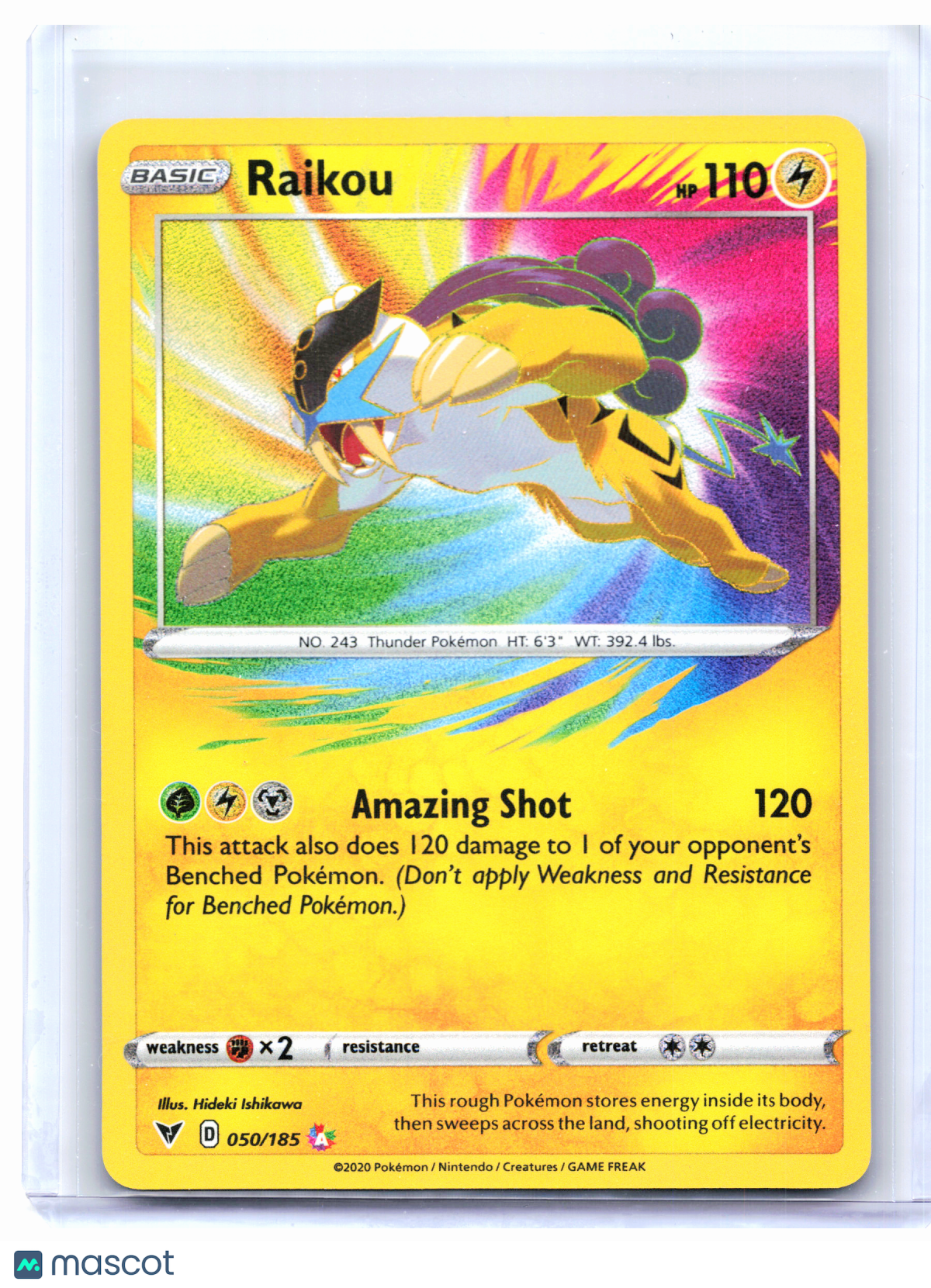2020 Pokemon—Raikou #050/185 Vivid Voltage—Amazing Rare Holo