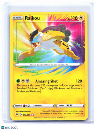2020 Pokemon—Raikou #050/185 Vivid Voltage—Amazing Rare Holo