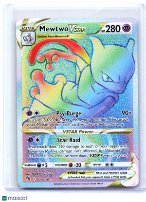 2022 Pokemon—Mewtwo VSTAR (Secret) #079/078 Pokemon GO—Secret Rare Holo