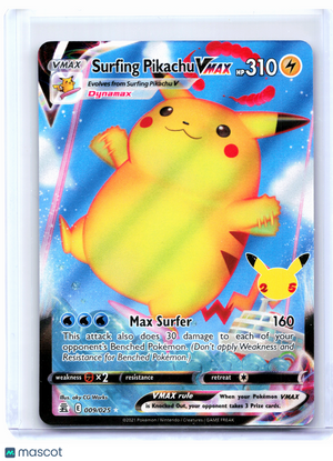 2021 Pokemon—Surfing Pikachu VMAX #009/025 Celebrations—Ultra Rare Holo