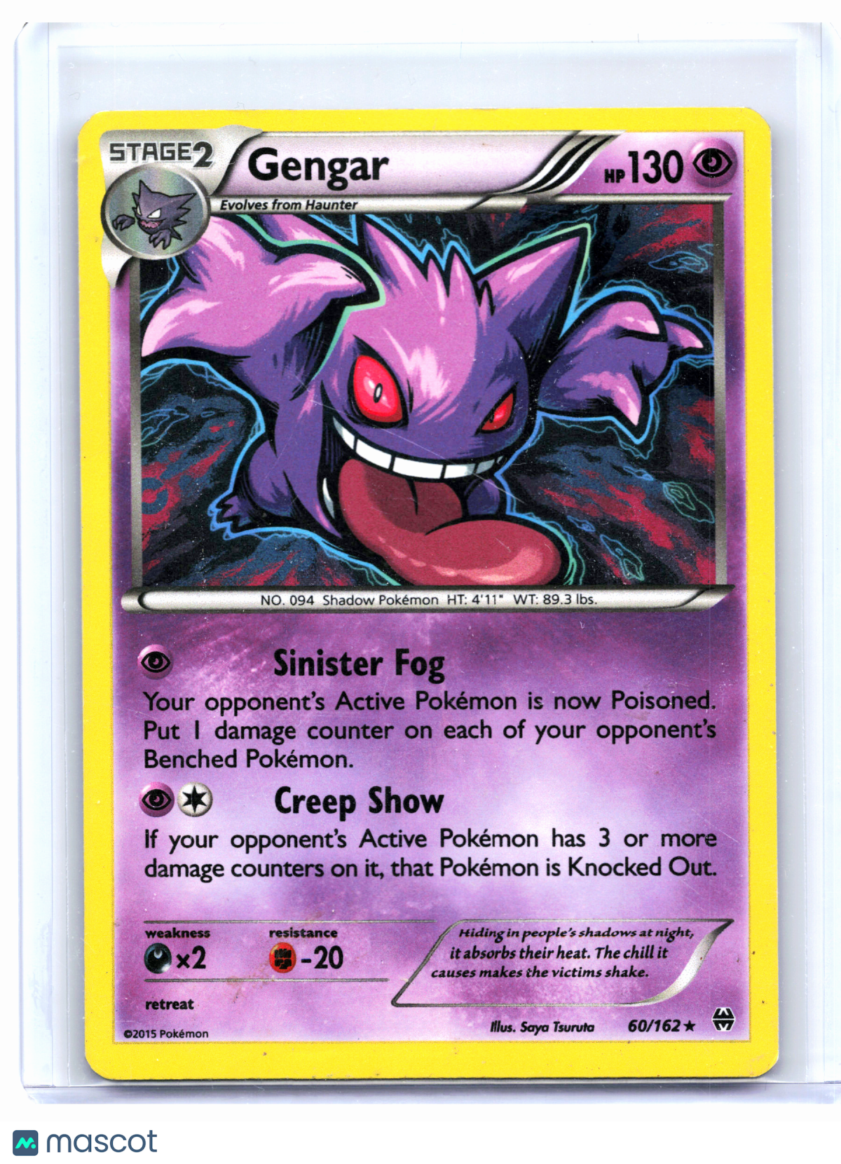 2015 Pokemon—Gengar #60/162 BREAKthrough—Holo Rare [Damaged]