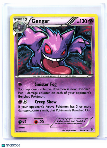 2015 Pokemon—Gengar #60/162 BREAKthrough—Holo Rare [Damaged]