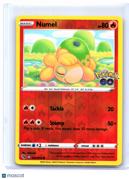 2022 Pokemon—Numel (Peelable Ditto) #013/078 Pokemon GO—Common Reverse Holo