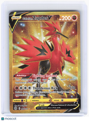 2022 Pokemon—Galarian Zapdos V (Secret)#182/172 Brilliant Stars—Secret Rare Gold