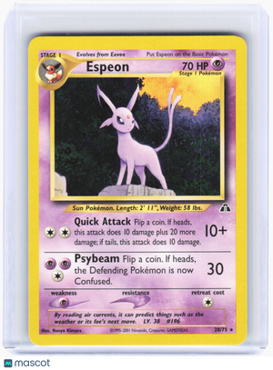 2001 Pokemon—Espeon #20/75 Neo Discovery—Rare Foil (Moderately Played)