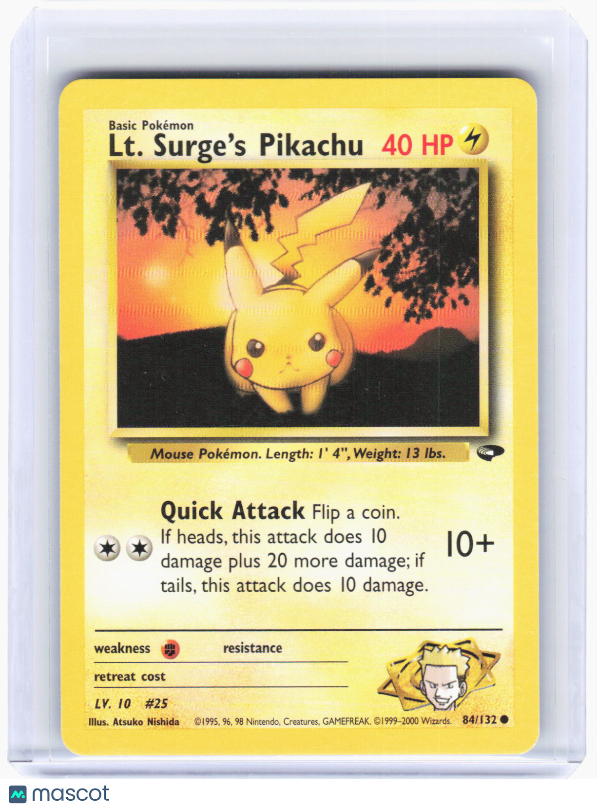 2000 Pokemon—Lt. Surge's Pikachu #84/132 Gym Challenge—Common Non-Foil (LP)